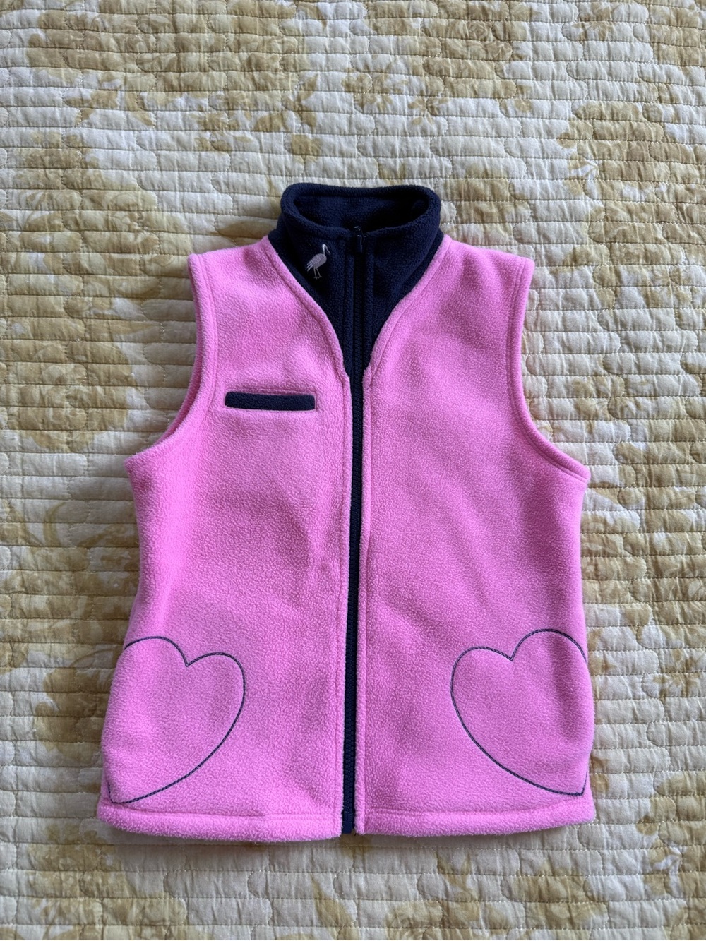 The Beaufort Bonnet Company Pink and Navy Fleece Vest